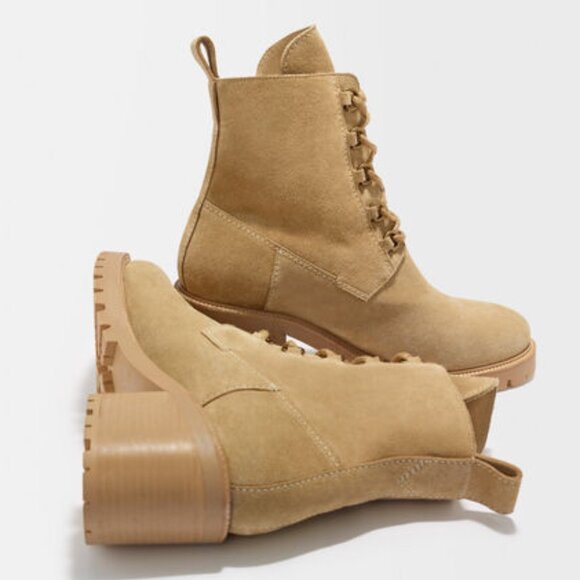 NEW MAJE Suede Lace Up Booties sand for women 1061tn - Picture 2 of 8